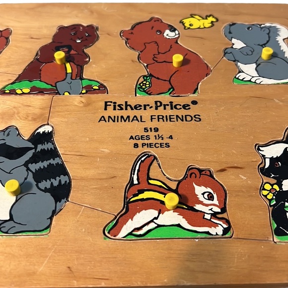 Vintage Fisher Price Wooden Puzzle Animal Friends - Picture 3 of 8